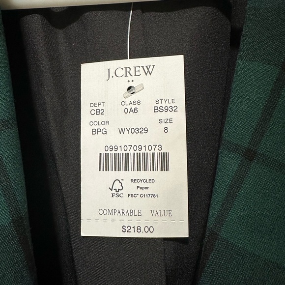 NWT J. CREW plaid blazer in size 8 - Picture 3 of 5